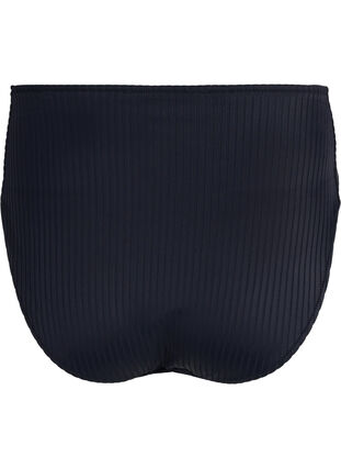 Højtaljet bikini trusse med ribstruktur, Black, Packshot image number 1