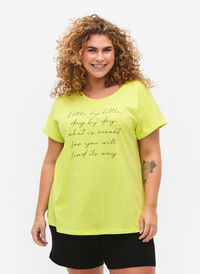 T-shirt med tryk i økologisk bomuld, Wild Lime, Model