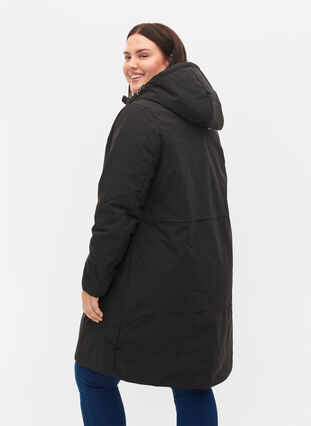 Vinterjakke med justerbar talje, Black, Model image number 1