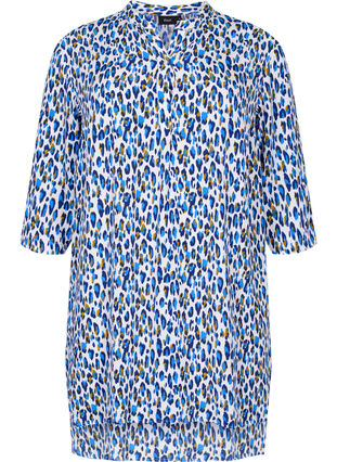 Viskose tunika med leo-print, Blue Leo AOP, Packshot image number 0
