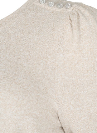 Bluse med korte pufærmer, Natural Mél, Packshot image number 3