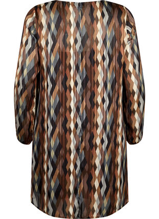 Langærmet kjole med v-hals og print, Earthy Zig Zag, Packshot image number 1