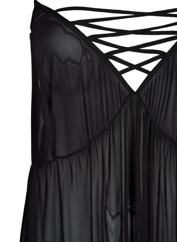 Mesh natkjole med string, Black, Packshot image number 2