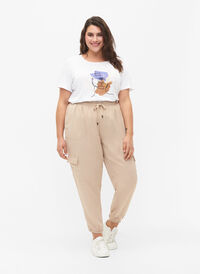 Løse cargobukser i viskose, Oxford Tan, Model