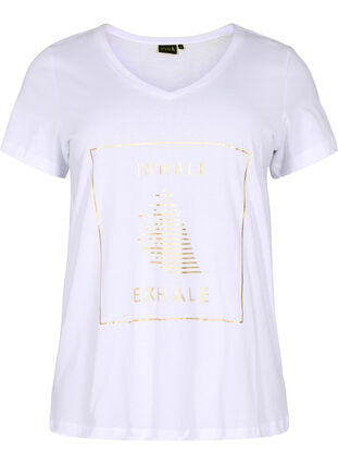 Bomulds trænings t-shirt med tryk, White w. inhale logo, Packshot image number 0