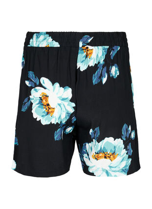 Løstsiddende shorts i viskose, Black Big Flower, Packshot image number 1