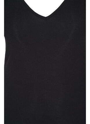 Basis top i rib med v-udskæring, Black, Packshot image number 2