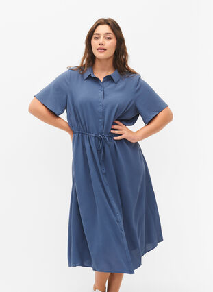 Skjortekjole med korte ærmer, Vintage Indigo, Model image number 2