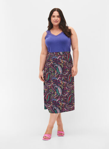 2-pak top med blonder, Black/Purple Coral, Model image number 2