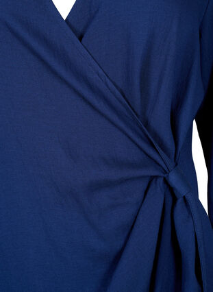 Langærmet kjole i viskose med wrap-look, Medieval Blue, Packshot image number 2