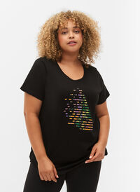 Trænings t-shirt med print, Black w. Green logo, Model