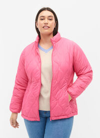 Quiltet jakke med lynlås og lommer , Hot Pink, Model