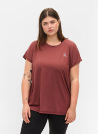 Ensfarvet trænings t-shirt, Sable, Model