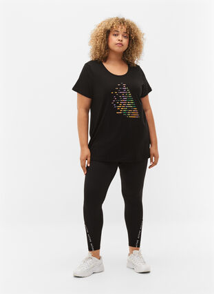 Trænings t-shirt med print, Black w. Green logo, Model image number 2