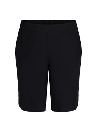 Viskose bermuda shorts med lommer, Black, Packshot image number 0