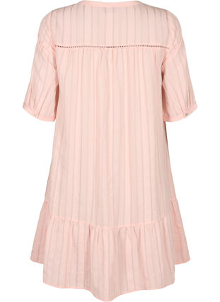 Stribet viskose kjole med blondebånd, Strawberry Cream, Packshot image number 1