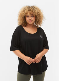 Træningsbluse med korte ærmer, Black, Model