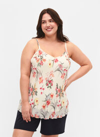 Plisseret ærmeløs top, Vanilla, Model