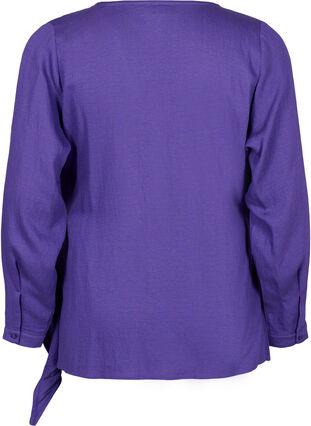 Langærmet bluse i viskose med wrap-look, Prism Violet, Packshot image number 1