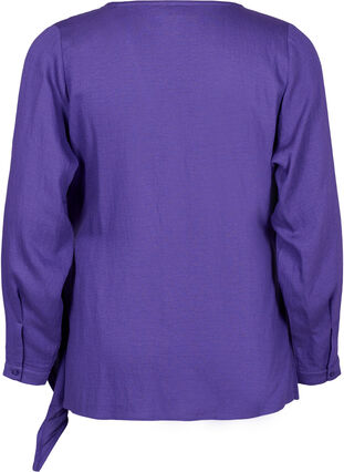Langærmet bluse i viskose med wrap-look, Prism Violet, Packshot image number 1