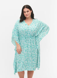 Kaftankjole i viskose med print, Green Dot, Model