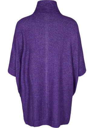 Strikket poncho med rullekrave, Ultra Violet Mel., Packshot image number 1