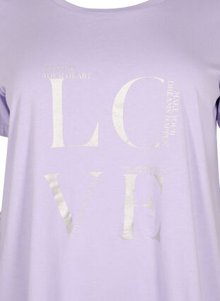 Kortærmet bomulds t-shirt med tryk, Lavender W. Love, Packshot image number 2