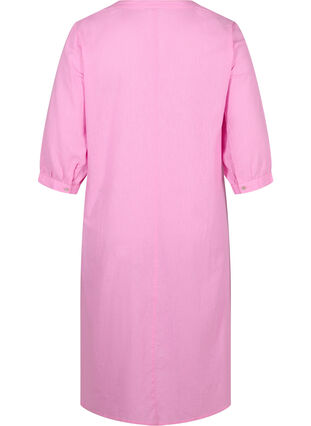 Lang skjortekjole med 3/4 ærmer, Begonia Pink, Packshot image number 1