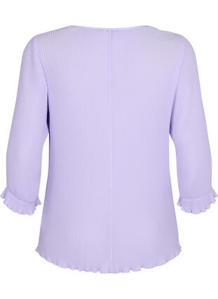 Plisseret bluse med 3/4 ærmer, Lavender, Packshot image number 1