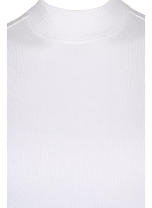 Højhalset bomulds top med ribstruktur, Bright White, Packshot image number 2