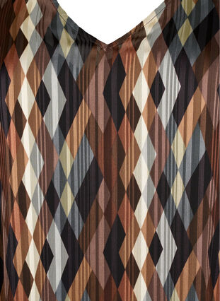 Langærmet kjole med v-hals og print, Earthy Zig Zag, Packshot image number 2