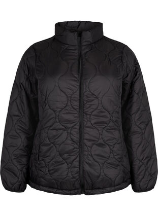 Quiltet jakke med lynlås og lommer , Black, Packshot image number 0