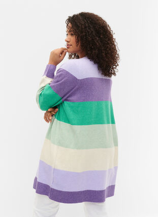 Lang stribet strikcardigan, Mint Mel., Model image number 1