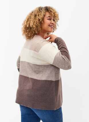 Strikbluse med rund hals og striber, Iron Mel. Comb, Model image number 1