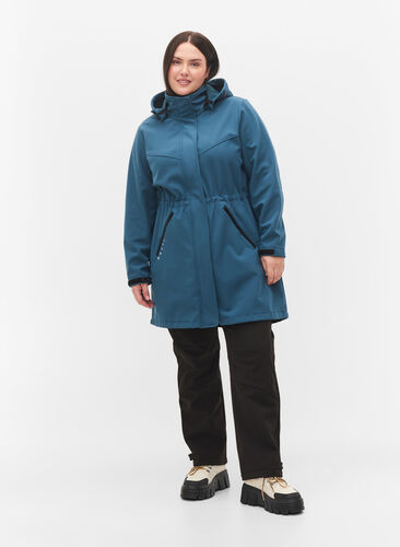 Lang softshell jakke med hætte, Stargazer Solid, Model image number 2