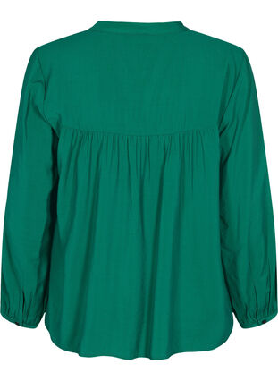 Langærmet bluse i viskosemix, Evergreen, Packshot image number 1