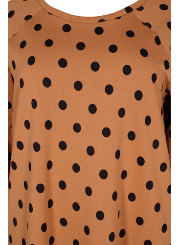 Prikket kjole med 3/4 ærmer, Almond Black Dot, Packshot image number 2