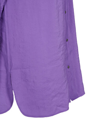 Lang viskose skjorte med knapper, Royal Lilac, Packshot image number 3