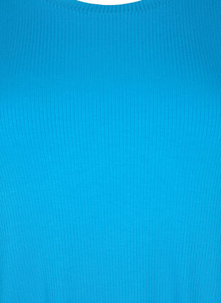 T-shirt i viskose med ribstruktur, Ibiza Blue, Packshot image number 2
