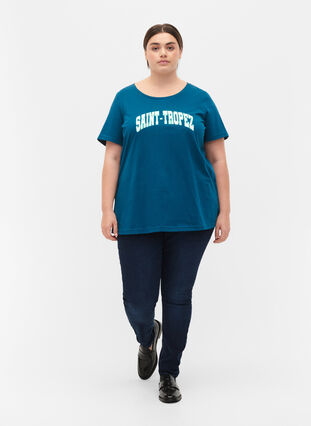 Bomulds t-shirt med printdetalje, Blue Coral SAINT, Model image number 2