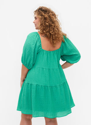 A-formet kort kjole med v-hals, Deep Mint, Model image number 1