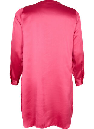 Lang shiny skjorte med slids, Pink Flambé, Packshot image number 1