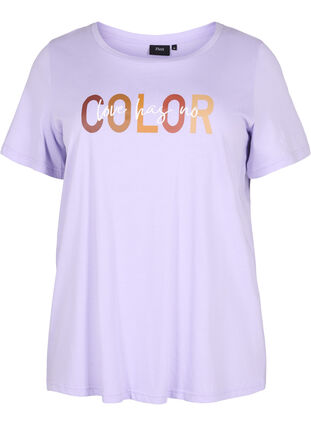 T-shirt i bomuld med print, Lavender COLOR, Packshot image number 0