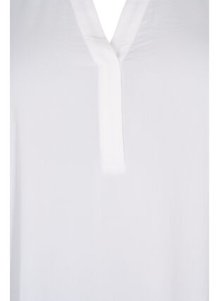 Bluse med 3/4 ærmer og v-hals, Bright White, Packshot image number 2