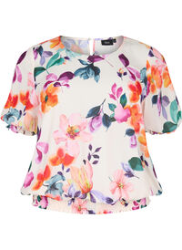 Blomstret bluse med smock