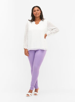Højtaljede Amy jeans med super slim fit, Chalk Violet, Model image number 0