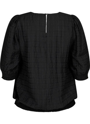 Smock bluse med lyocell (TENCEL™), Black, Packshot image number 1
