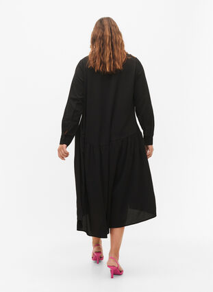 Midikjole med lange ærmer, Black, Model image number 1