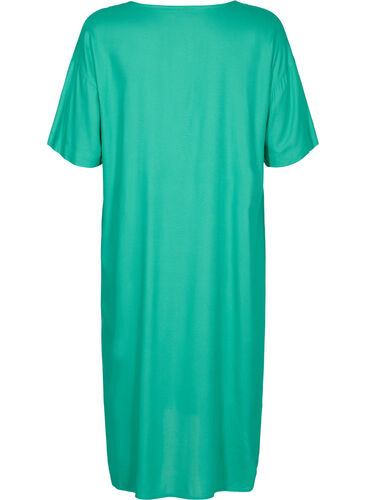 Kortærmet skjortekjole i viskose , Holly Green, Packshot image number 1