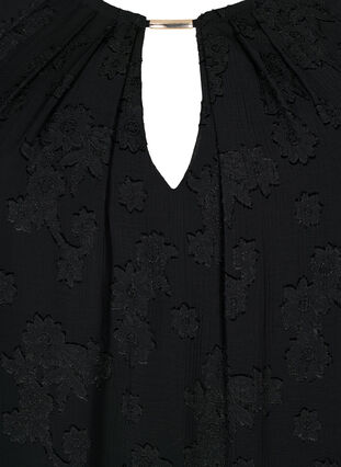 Kortærmet bluse med struktur, Black, Packshot image number 2